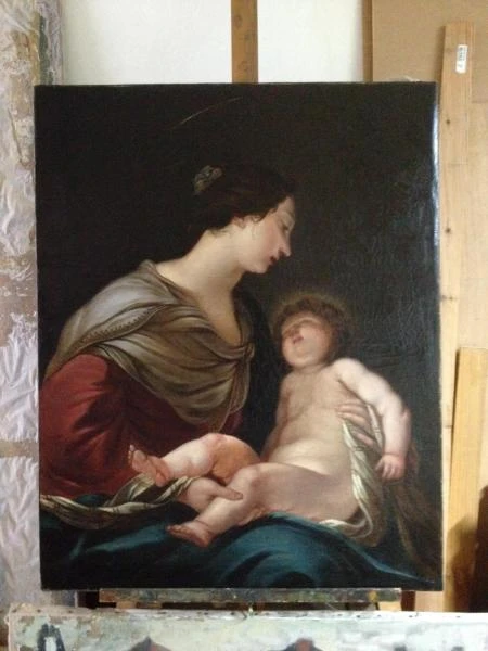 La Vierge et l'enfant, XIXème, réintégration picturale